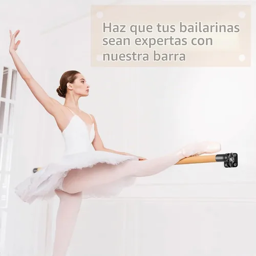 Vista 7 de Dolibest Ahorro de espacio, barra de ballet, montado en la pared, sistema de barra de ballet de madera tradicional, estiramiento/danza