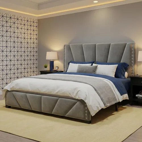 Vista 15 de EnHomee Base de cama individual con luces LED y USB, sin ruido, color beige