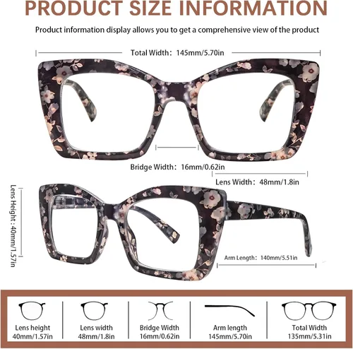 Vista 6 de Paquete de 4 lentes de lectura multifocales progresivos para mujeres, estilo Oprah, bloqueo de luz azul, lectores de computadora