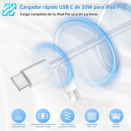 Vista 6 de Cargador para iPhone 17, 16, 15 Pro, carga rápida, bloque de cargador de teléfono USB C de 20 W, paquete de 2 cargadores rápidos de Apple iPhone