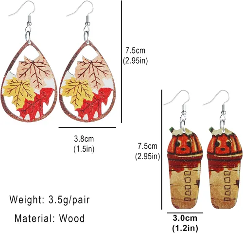 Vista 5 de Taouzi Wooden Earrings for Women Cute Painted Wood Earrings Bulk Festival Teardrop Dangle Earrings Gift for Women Girls