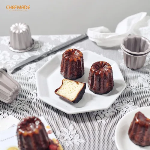Vista 8 de CHEFMADE Molde de Pastel Canelé, Molde de 6.6 cm Antiadherente para Magdalenas y Cupcakes para Hornear al Horno (Oro Champán)