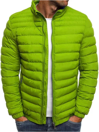 Vista 8 de Chaqueta bomber para hombre, ligera, para otoño, invierno, con cremallera, acolchada, resistente al viento, abrigo de plumón