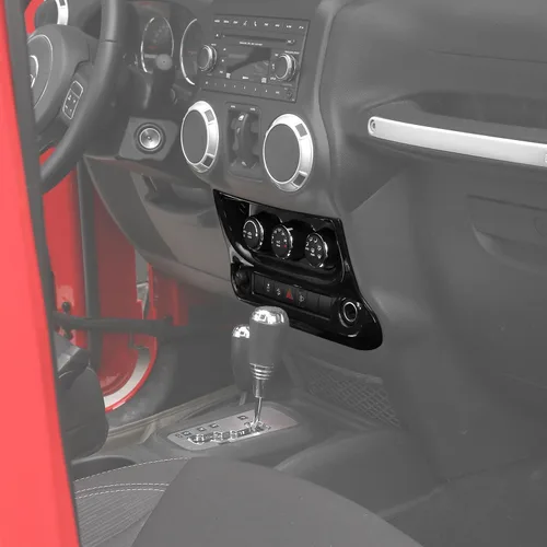 Vista 7 de RT-TCZ Para Jeep JK Negro Dash Console A/C Controles Cubierta Trim Panel para Jeep Wrangler JK JKU 2011-2017 ABS Interior Accesorios 1pc