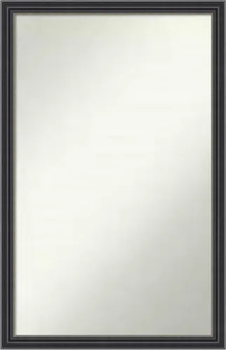 Vista 334 de Amanti Art Espejo de baño negro para sobre fregadero, 22 x 22 pulgadas, espejo de tocador cuadrado estrecho negro Avon, marco de madera casual