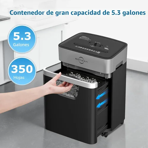 Vista 5 de BONSEN Trituradora de papel resistente de corte cruzado de 14 hojas