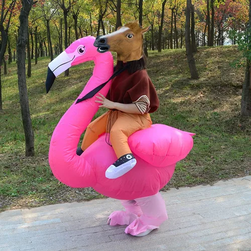 Vista 7 de Disfraces inflables de Halloween de flamenco para cosplay, disfraces inflables para adultos y niños, talla L