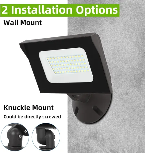 Vista 5 de Luces de inundación LED para exteriores, 40 W con nudillos, luz de seguridad IP65 de 4400 lm con fotocélula del atardecer al amanecer, reflectores