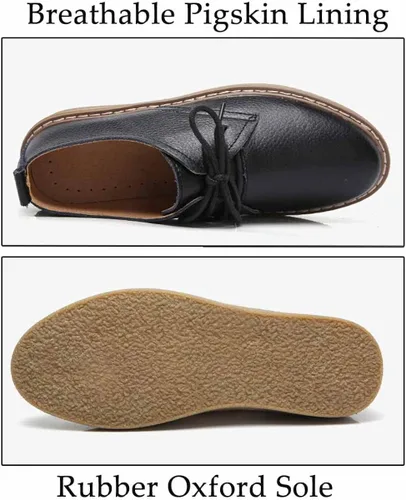 Vista 7 de Zapatos Oxford con cordones para mujer, zapatos para caminar con punta de ala, zapatos casuales de cuero genuino y comodidad