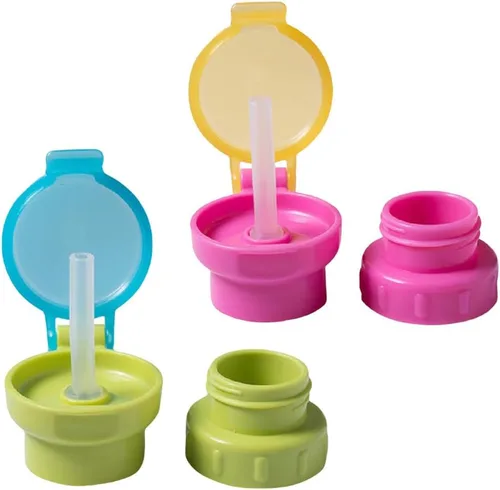 Vista 2 de Eforcase 2 tapas giratorias para botellas, a prueba de derrames, tapa giratoria para jugo de soda, tapas de botellas de agua con popote