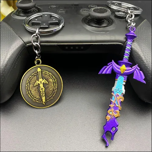 Vista 7 de MING XING SHENG Game Legend of Zelda - Llavero de lágrimas del reino (2 unidades), espada maestra decadente y llavero de icono vintage, bronce