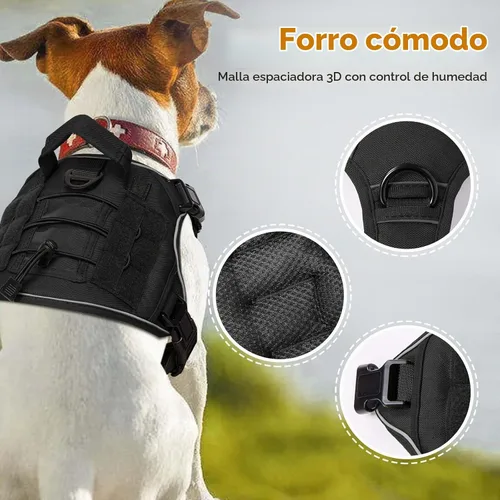 Vista 2 de Arnés táctico para perros grandes, chaleco reflectante ajustable sin tirones con sistema Molle, control de grado militar K9 para entrenamiento
