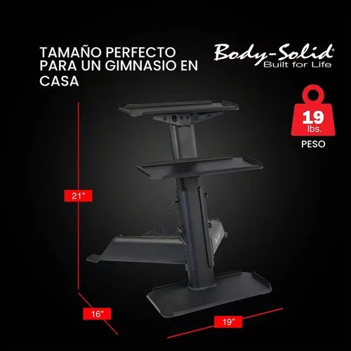 Vista 5 de Body-Solid (GDKR50) Soporte para pesas rusas de 3 niveles, compacto y duradero, soporte de pesas rusas para gimnasio en casa, se adapta a campanas