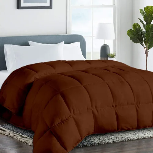 Vista 8 de Edredón de algodón alternativo hipoalergénico para todas las estaciones, ultra suave, relleno 750, tamaño individual XL, mide 68 x 92 pulgadas, Negro