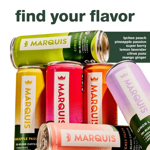 Vista 9 de Marquis - Bebida energética natural - Citrus Yuzu - Sin azúcar - 0 calorías - 100 mg de cafeína orgánica a base de plantas - Yerba Mate - Té verde