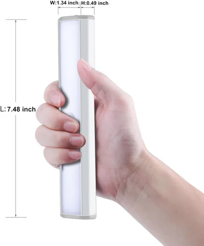 Vista 7 de [Versión mejorada] 10 luces LED de armario recargables por USB con sensor de movimiento, 3 modos de luz (G, encendido y apagado), carcasa