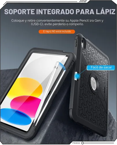 Vista 6 de MoKo Funda para iPad (A16) de 11ª/10ª generación 2025/2022, resistente a prueba de golpes, doble capa protectora de cuerpo completo, protector