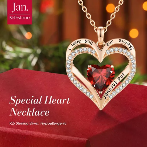 Vista 107 de CDE Collares de piedra natal para mujer, plata de ley 925, collar con colgante de corazón para siempre, Navidad, cumpleaños, aniversario, día de San