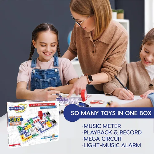 Vista 2 de Snap Circuits Pro SC-500 Kit de exploración electrónica, más de 500 proyectos, manual de proyectos a color, más de 73 piezas de presión en circuito