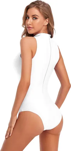 Vista 4 de speerise Body de baile de elastano con cuello alto falso para mujer