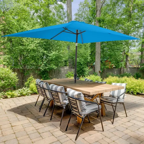 Vista 5 de Rectangular Patio Umbrella - 10ft Easy Crank Sun Shade with Push Button Tilt for Outdoor Furniture, Deck, Yard, or Pool by Pure Garden