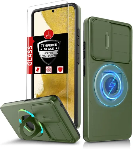 Vista 10 de Funda para Samsung Galaxy S21 FE con 2 protectores de pantalla de vidrio templado, funda con función atril para Samsung Galaxy S21FE con cubierta