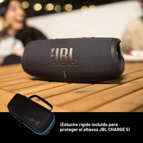 Vista 2 de JBL Charge 5 (Azul) + Paquete con funda protectora rígida divvi! (Negro)