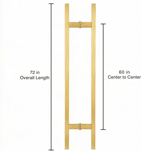 Vista 2 de Rectangle H-Type Door Pull 72" Gold (85mm Bolt)