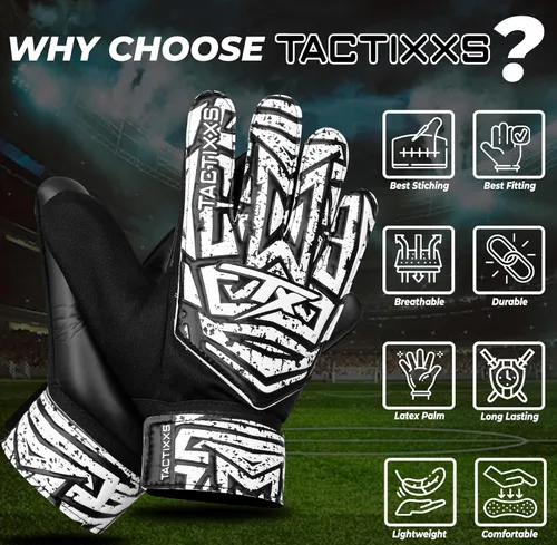 Vista 4 de Guantes de portero de fútbol para niños y jóvenes, guantes de portero de fútbol Funky antideslizantes con palma de látex de 0.16 in con agarres
