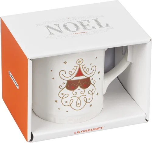 Vista 3 de Le Creuset Colección Noel: Taza de cerámica de Santa, 14 onzas, Negra con Aplicación