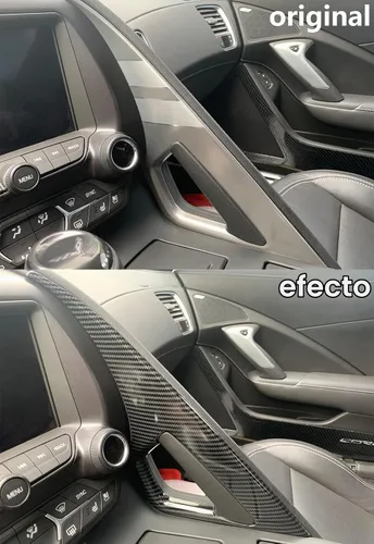 Vista 3 de Para C7 Corvette Fibra de Carbono Control Central Reposabrazos Cubierta Accesorios para 2014-2019 Chevrolet Corvette C7