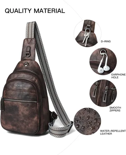 Vista 5 de Bolso bandolera para mujeres y hombres, bolso cruzado de hombro, mochila tipo cangurera, bolsa de viaje de piel sintética