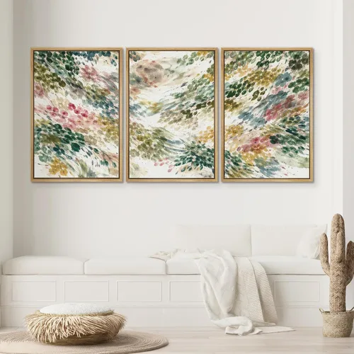 Vista 540 de SIGNWIN Lienzo enmarcado para pared, juego de arte neutro de bosque brumoso, ilustraciones en tono tierra, arte moderno, decorativo, bohemio