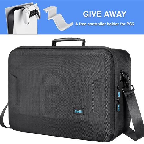 Vista 6 de Hard Shell Carrying Case Compatible with PS5, Protective Travel Bag Holds PlayStation 5 Console, DualSense Controllers, Base and Other Accessories