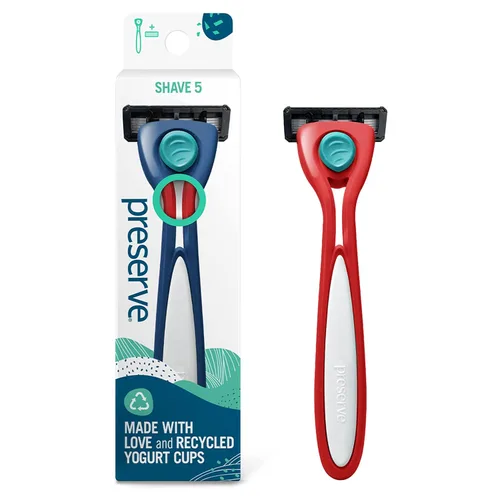 Vista 15 de Preserve Shave 5 Maquinilla de afeitar recargable de cinco hojas, hecha de materiales reciclados, rosa coral