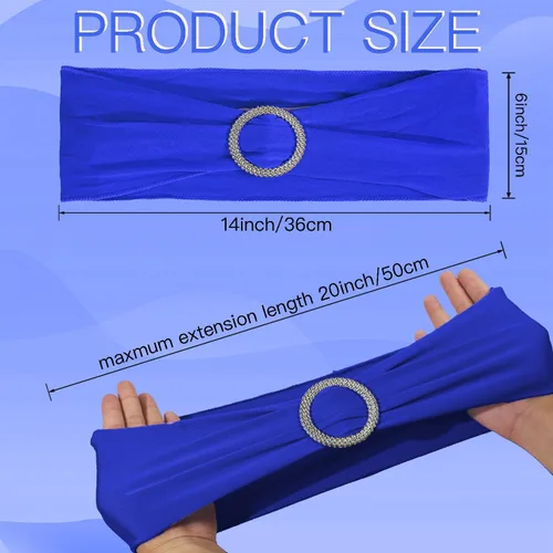 Vista 12 de WJWHQ 100 piezas de cintas elásticas de elastano con lazos para sillas, bandas de cubierta de silla con hebilla deslizante para eventos de boda