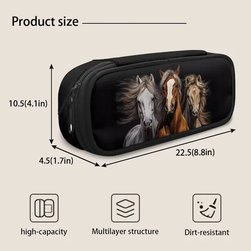 Vista 7 de DISNIMO Estuche organizador de lápices de caballo negro de gran capacidad para niñas, adultos, mujeres, axolotl con cremallera, estuche estético