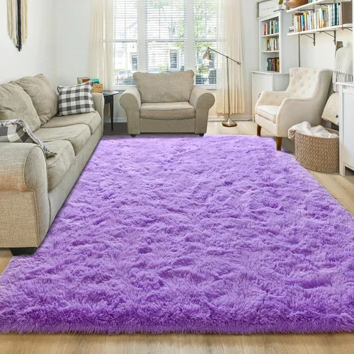Vista 21 de junovo Alfombra de área lavable y antideslizante, alfombras de área pequeñas y esponjosas, alfombra peluda para sala de estar, alfombra suave