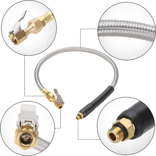 Vista 4 de 21’’ Tire Inflator Gauge Hose Replacement, 3/8-24 UNF Threads