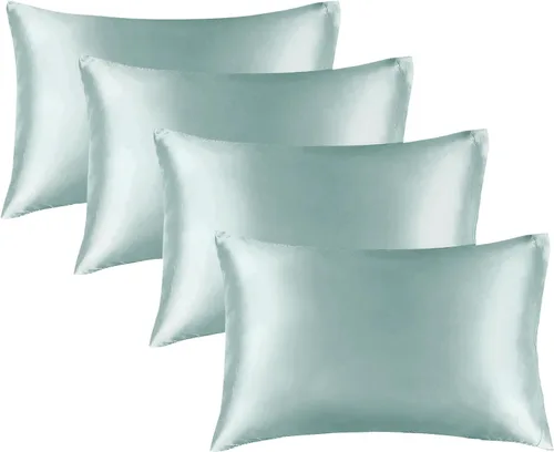 Vista 60 de BEDELITE Funda de almohada de satén para cabello y piel, súper suave y refrescante similar a las fundas de almohada de seda, paquete de 2 con cierre
