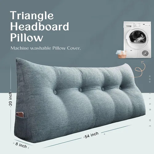 Vista 4 de VERCART Almohada de cuña triangular para cabecero de cama, almohada de cuña para cama de descanso, almohada de lectura, relleno de hueco, cojín