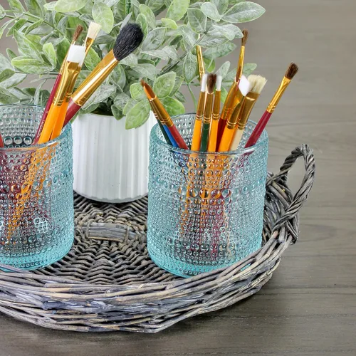 Vista 9 de Darware Hobnail - Vasos para beber (12 onzas, 6 unidades, azul); vasos de bebidas antiguos para mesa, bar, uso y tarros de velas