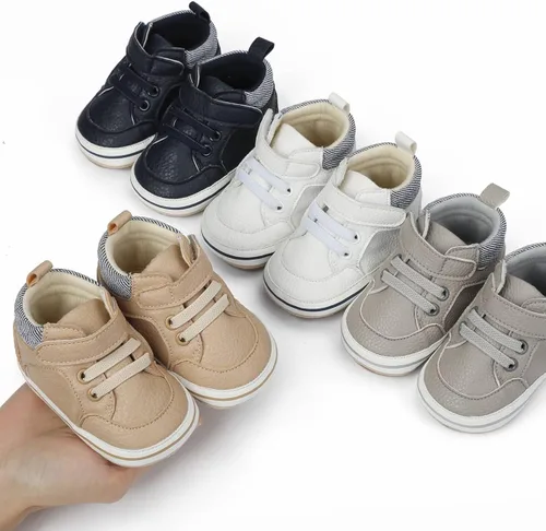 Vista 5 de COSANKIM Zapatos deportivos para bebé niño y niña, zapatos de tobillo altos, antideslizantes, suela suave, zapatos de cuna para niños pequeños
