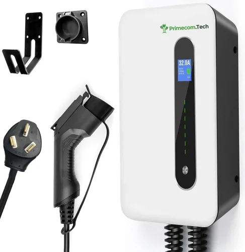 Vista 8 de PRIMECOM - Estación de carga de pared inteligente para vehículos eléctricos de 32 amperios, nivel 2, EVSE, 220/240 voltios, cargador eléctrico