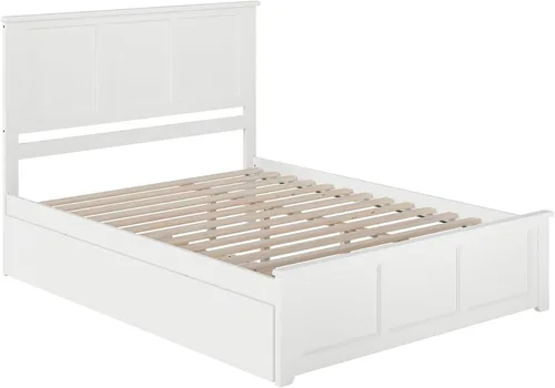 Vista 5 de AFI, Madison - Cama de plataforma Queen con estribo a juego y cama corrediza individual XL, color blanco