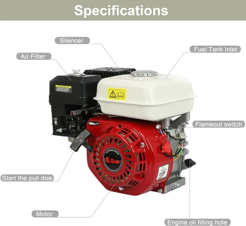 Vista 8 de Motor de motor para kart, motor de gasolina, motor de gasolina de 6.5HP 4 tiempos de cilindro único de 160CC, motor de gasolina de arranque manual