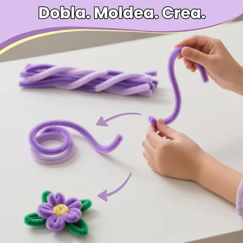 Vista 6 de 500 unidades de limpiapipas a granel, tallos de felpilla de 12 pulgadas en Morado