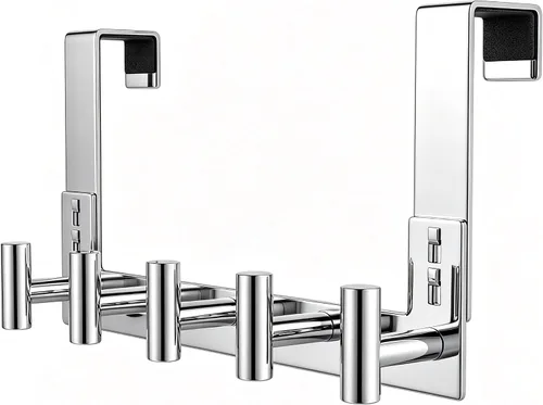 Vista 12 de HUFEEOH Paquete de 1 soporte negro para puerta con 4 ganchos en T