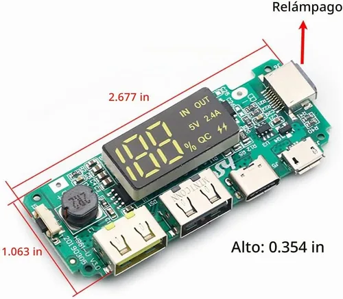 Vista 4 de 2 unids 186 50 placa de carga dual USB 5V 2.4A Módulo de banco de energía móvil para batería de litio tablero cargador con sobrecarga de sobrecarga