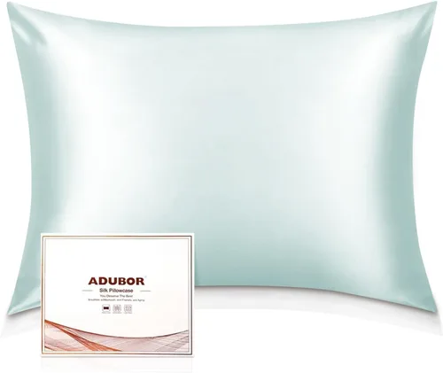 Vista 8 de Adubor Funda de almohada 100% de seda, fundas de almohada de seda de morera, 22 fibras de grado Momme 6A, funda de almohada de seda para la salud